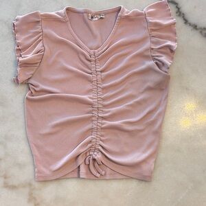 Chic Ruffled Sleeve Ruched Top